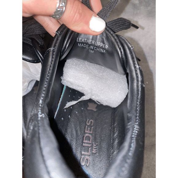 J/Slides NIB AMANDA Black Leather Platform Sneaker Shoes, Size 9, MSRP $169 - Picture 5 of 14